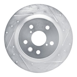 Lexus IS350 Brake Rotor (1) - Rear Right - R1 Concepts - Drilled & Slotted - Silver - `21-`25